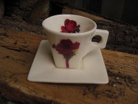 Filiżanka "kwadratowa" espresso z czerwonym anemonem